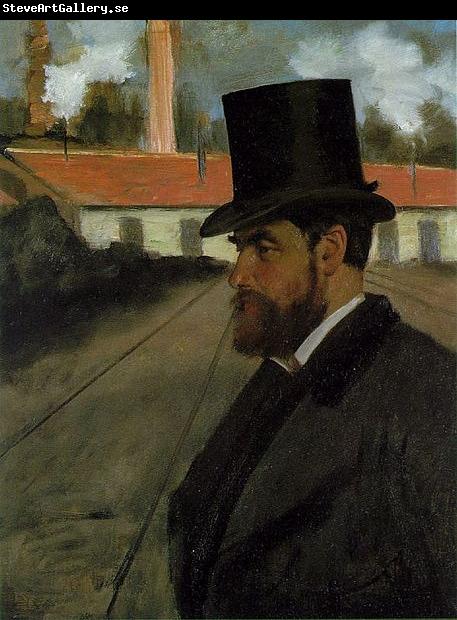 Edgar Degas Henri Rouart in front of his Factory